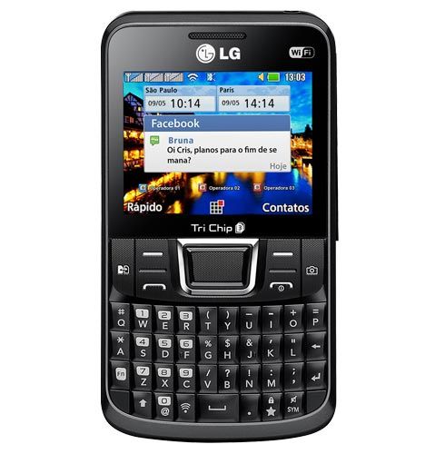 Celular LG Tri Chip C333 Preto C/ Display de 2.3" Wi-Fi