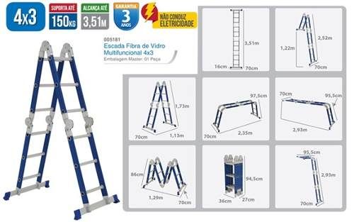 Escada em Fibra de Vidro Multifuncional - Mor